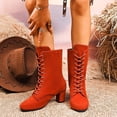 thumbnail image 1 of Nmnitkp Fall Boots for Women Front-Strap British Style Suede Large Size Fall And Winter Style Comfortable Height-Enhancing High-Heeled Boots Orange,36, 1 of 9