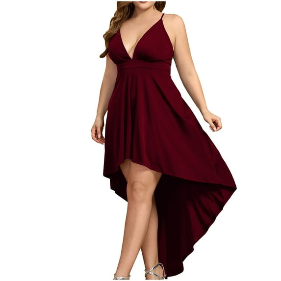 Nmnitkp Fall Wedding Guest Dresses for Women Show Off Your Figure Solid Color Women's Plus Size Sleeveless Round Neck Front Split Long Maxi Wrap Dress