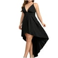 thumbnail image 1 of Nmnitkp Fall Wedding Guest Dresses for Women Show Off Your Figure Solid Color Women's Plus Size Sleeveless Round Neck Front Split Long Maxi Wrap Dress, 1 of 8
