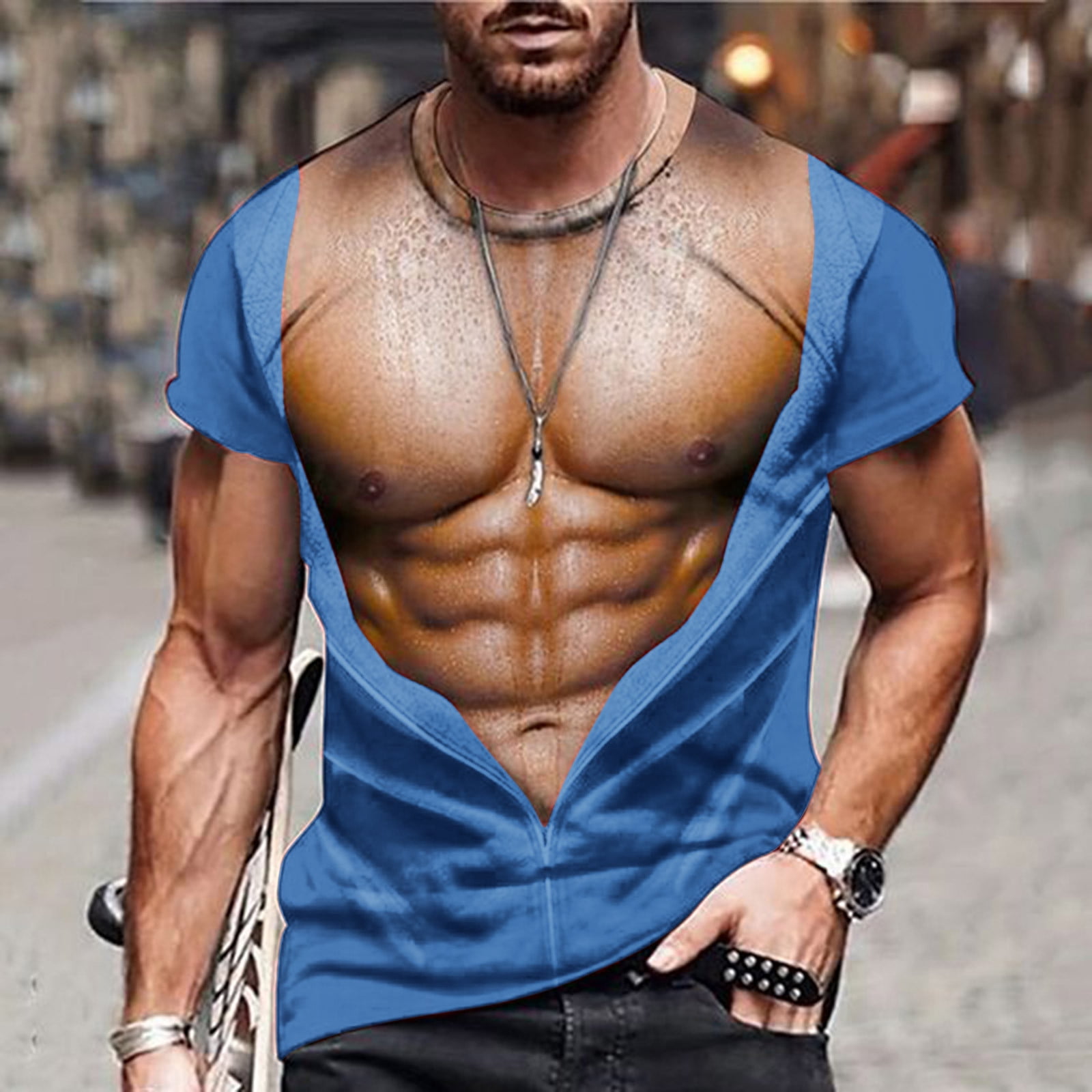 Nmnitkp Funny Shirts Men Half Shirts Leaks Muscle Muscle Fitness