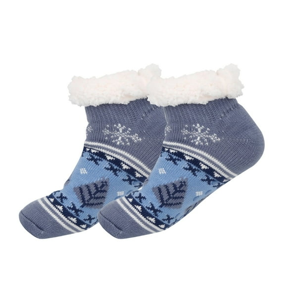 Nmnitkp Fuzzy Socks Slipper Socks for Women Christmas Socks Comfy Warm Winter Grippy Socks Blue,Free Size