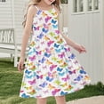 thumbnail image 1 of Nmnitkp Girl Dresses Boho Dress for Girls Floral Dress Tie Back Flutter Sleeves Casual Summer Dress Multicolor,4 Years, 1 of 7