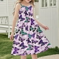 thumbnail image 1 of Nmnitkp Girl Dresses Boho Dress for Girls Floral Dress Tie Back Flutter Sleeves Casual Summer Dress Purple,5 Years, 1 of 7