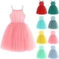 thumbnail image 1 of Nmnitkp Girl Dresses Cute ,Dresses for Girls Fashionable Children's Solid Color Sleeveless Suspender Mesh Dress Summer Casual Round Neck Dress Pink,3 Years, 1 of 6