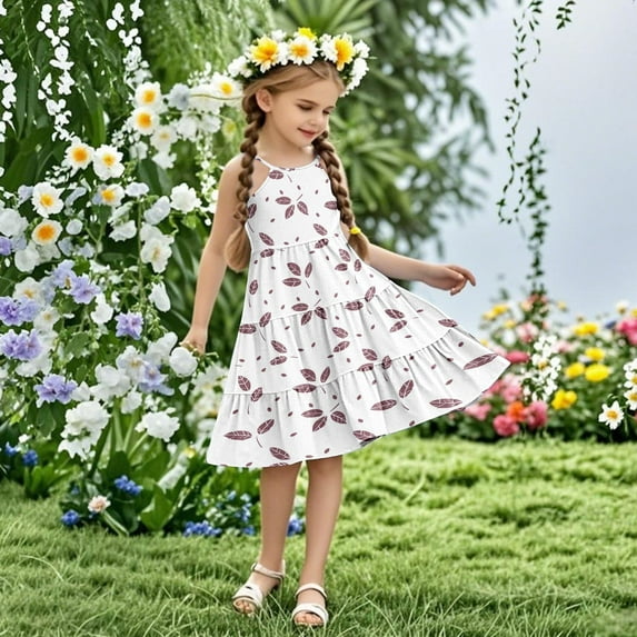 Nmnitkp Girl Dresses High-Quality Fabric Boho Dresses for Girls Ruffle Sleeve Tiered Swing A-Line Cute Midi Casual Sundress Wine,13 Years