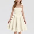 thumbnail image 1 of Nmnitkp Girl Dresses Summer Sundress Boho Strap Casual Sleeveless Tiered Swing Cami Dresses Beige,10-11 Years, 1 of 9