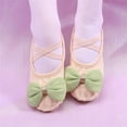 thumbnail image 1 of Nmnitkp Girls' Ballet Dance Shoes with Gingham Bow, Soft Sole No-Tie Dance Slippers for Toddler/Little Kids, Ballet Practice & Performance Shoes Beige,26, 1 of 3