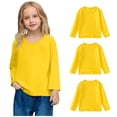 thumbnail image 1 of Nmnitkp Girls Boys Long Sleeve Shirts Cotton Fashion Cute Solid Color Soft Long Sleeve Top Round Neck T-shirt 3 Piece Set Yellow,2 Years, 1 of 7