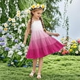 thumbnail image 1 of Nmnitkp Girls Dress Boho Gradient Girl Dresses Flutter Sleeve Tiered A Line Summer Dresses with Pockets Hot Pink,13 Years, 1 of 7