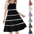 thumbnail image 1 of Nmnitkp Girls Dress Boho Kids Summer Sleeveless Sundress Patchwork Spaghetti Strap Dresses Black,4 Years, 1 of 7
