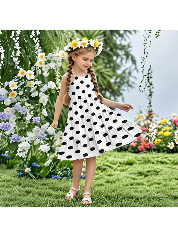 Girls Dress Boho Kids Summer Sleeveless Sundress Patchwork Spaghetti Strap Dresses Black, Years