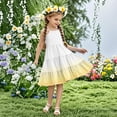 thumbnail image 1 of Nmnitkp Girls Dresses Gradient Ruffle Sleeve Tiered Casual Flowy Swing Tween Sundress with Pockets Yellow,7 Years, 1 of 7