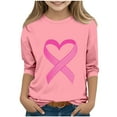 thumbnail image 1 of Nmnitkp Girls Long Sleeve Shirts Ribbon Breast Cancer Awareness Shirt Cancer Survivor Inspirational Cute Sweatshirts Pink,7-8Years, 1 of 4