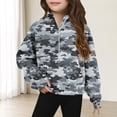 thumbnail image 1 of Nmnitkp Girls Sweatshirt Camouflage Healthy and High-Quality Fabric Half Ziper Collar Cropped Hoodies Long Sleeve Fleece Zip Up Pullover Sweatshirts Dark Gray,11 Years, 1 of 5