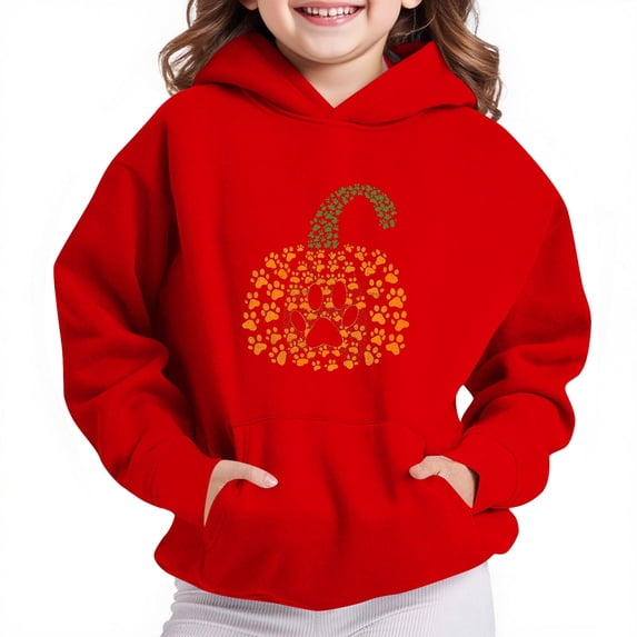 Nmnitkp Girls Sweatshirt Comfortable Boys Sweatshirts Casual Long Sleeve Hoodies Cute Oversized Fleece Pocket Sweatshirt Tops Red,11 Years