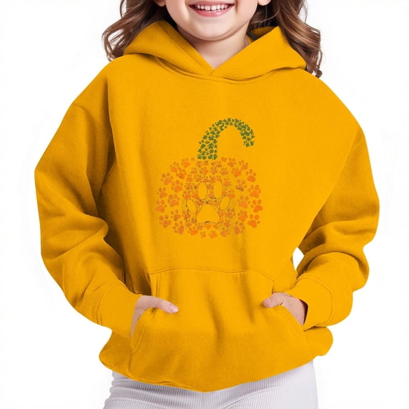 Nmnitkp Girls Sweatshirt Comfortable Boys Sweatshirts Casual Long Sleeve Hoodies Cute Oversized Fleece Pocket Sweatshirt Tops Yellow,13 Years