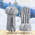 thumbnail image 1 of Nmnitkp Gloves For Women Winter Warm Fashion Knitted Twisted Fleece Thickened Cold-proof Cycling Outdoor Gloves Gray, 1 of 7