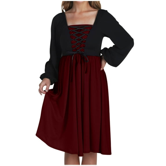 Nmnitkp Gothic Dress Dark Style Halloween Dress Different from Others Women's Gothic Punk Dress Cold Shoulder Butterfly Sleeve Christmas Cosplay Party Dress