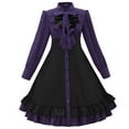 thumbnail image 1 of Nmnitkp Gothic Dress Pay Attention to Detail Halloween Dress for Women Girls Black Gothic Dress Long Sleeves Polyester Ruffle Dress with Bows, 1 of 5