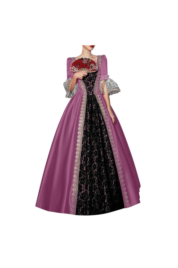 Gothic Dress Unique Design Vintage Large Hemline Princess Dress Long Party Dress Women's Rococo Masquerade Ball Gown Pay Attention to Detail Halloween Dress(PLUS SIZE)