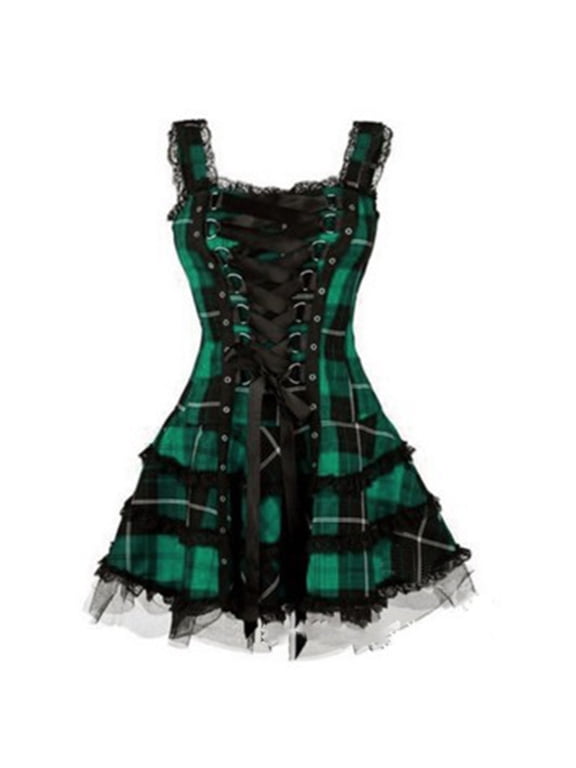 Gothic Dress Vintage Goth Dresses for Women Romantic Casual Dress Halloween Party Costumes(Plus Size)