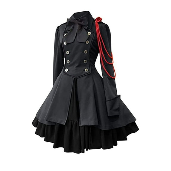 Nmnitkp Gothic Dress High Cost Performance Gothic Dress for Women Girls Ruffled Collar Renaissance Steampunk Dresses & High-Grade Fabric Plus Size Gothic Dress