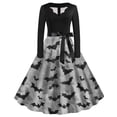 thumbnail image 1 of Nmnitkp Halloween Dresses High Cost Performance Halloween Dress for Women 1950s Vintage Pumpkin Printed Long Sleeve V Neck Plus Size Evening Prom Dresses with Belt Show Individuality Gothic Dress, 1 of 3