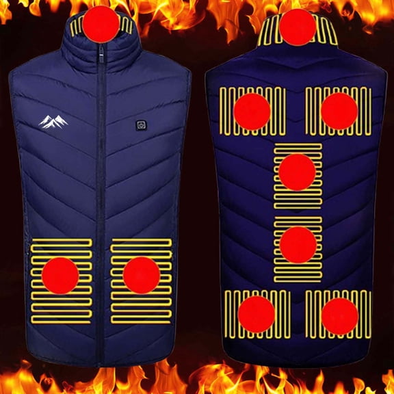 Nmnitkp Heated Vest for Men Women 9 Heating Areas Winter Heated Vest, Outdoor Hiking Hunting-No Battery Blue,L