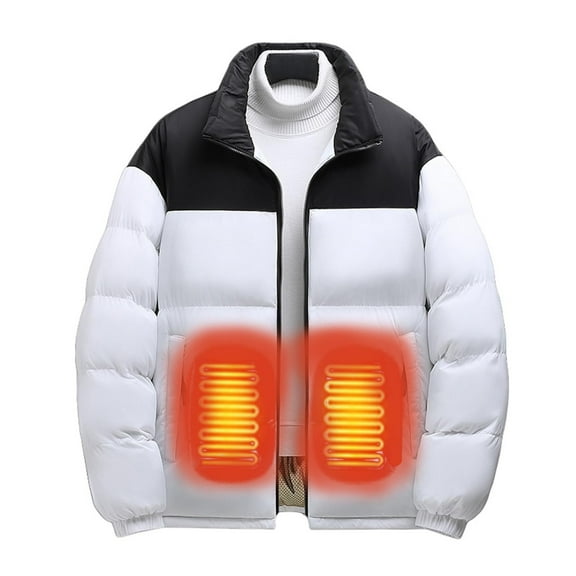 Nmnitkp Hoodie for Men Women Heated Jacket with 3 Heating Levels 6 Heating Zones Lightweight Zip Coat Outdoor Waterproof & Windproof(No Battery) White,M