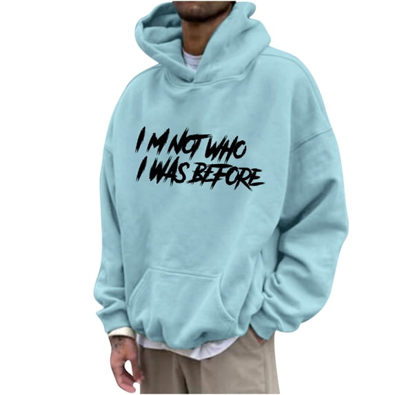 Nmnitkp Hoodies For Men Comfortable and Warm Men's Letter Graphic Print Lightweight Hoodies Trendy and Fashionable Hoodies Long Sleeve Drawstring Pullover Sweatshirts With Pockets