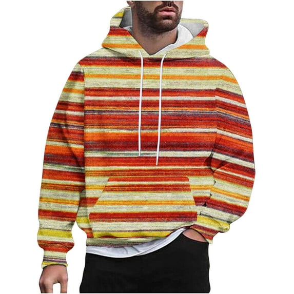 Nmnitkp Hoodies For Men Comfortable and Warm Men's Letter Stripe 3D Print Lightweight Hoodies Trendy and Fashionable Hoodies Long Sleeve Drawstring Pullover Sweatshirts With Pockets