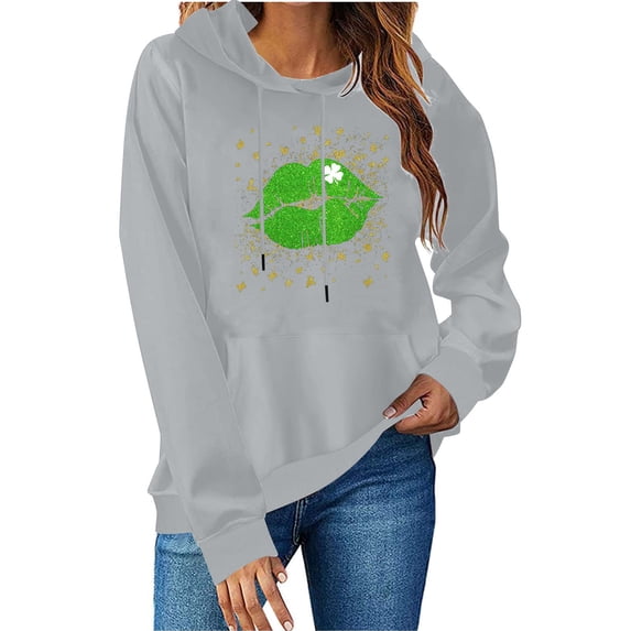 Nmnitkp Hoodies for Women Quality Assurance Hoodies Y2K St Patricks Day Sweatshirts Womens Vintage Leprechaun Graphic Hoodies Gray,M