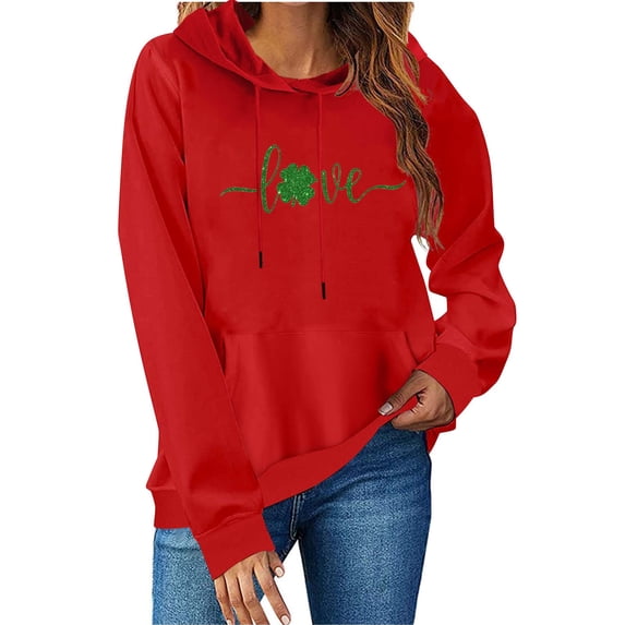 Nmnitkp Hoodies for Women Quality Assurance Hoodies Y2K St Patricks Day Sweatshirts Womens Vintage Leprechaun Graphic Hoodies Red,XL