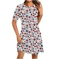 thumbnail image 1 of Nmnitkp Independence Day Print Summer Dresses for Women 2026,Trendy Styles Womens Dresses Fashion Round-Neck Short Sleeved Printed Pullover Dress, 1 of 5