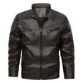 thumbnail image 1 of Nmnitkp Jackets for Men Easy Cleaning Care Men’s Stand Collar Leather Jacket Casual Faux Leather Motorcycle Jacket Outerwear Coat with Zipper Pockets & High Quality Fabric Leather Jacket Men, 1 of 9