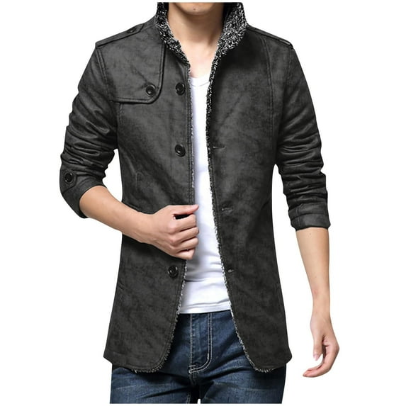 Nmnitkp Jackets for Men Easy Cleaning Care Men’s Stand Collar Leather Jacket Casual Faux Leather Motorcycle Jacket Outerwear Coat with Zipper Pockets & High Quality Fabric Leather Jacket Men