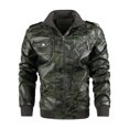 thumbnail image 1 of Nmnitkp Jackets for Men High Quality Fabric Camouflage Leather Jacket Men Warm and Wear-Resistant Men's Stand Collar Leather Jacket Lightweight Faux Leather Motorcycle Jacket, 1 of 3