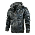 thumbnail image 1 of Nmnitkp Jackets for Men High Quality Fabric Camouflage Leather Jacket Men Warm and Wear-Resistant Men's Stand Collar Leather Jacket Lightweight Faux Leather Motorcycle Jacket, 1 of 2