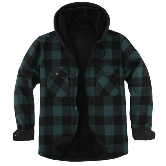 Nmnitkp Jackets for Men Plaid Print Men's Flannel Shirt Jacket Fleece Sherpa Lined Plaid Jackets Coat Full Zip Up Hoodie Winter Outwear & Warm and Wear-Resistant Hoodies for Men