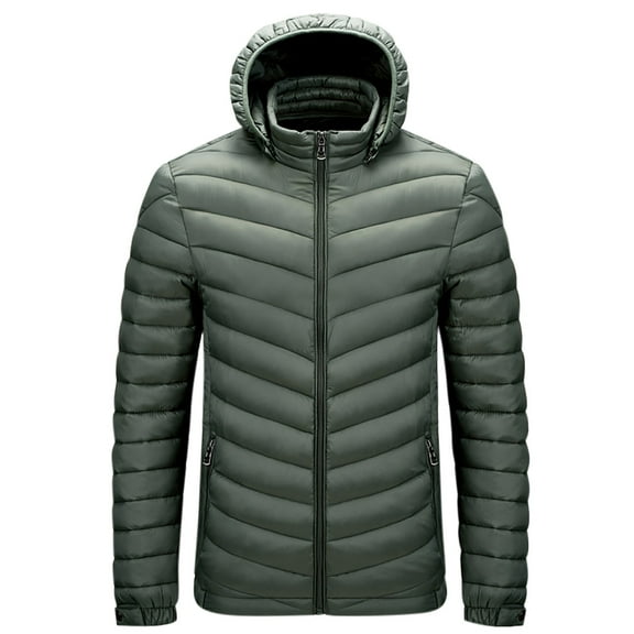Nmnitkp Jackets for Men Warm and Wear-Resistant Mens Lightweight Packable Puffer Jacket Hooded Insulated Thermal Puffy Winter Jackets for Running Travel Mens Jacket with Zipper Pockets