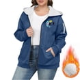 thumbnail image 1 of Nmnitkp Jackets for Women Lightweight Fleece Jacket Full Zip Polar Soft Warm Winter Coat Antistatic Outwear with Zipper Pockets Navy,2XL, 1 of 5