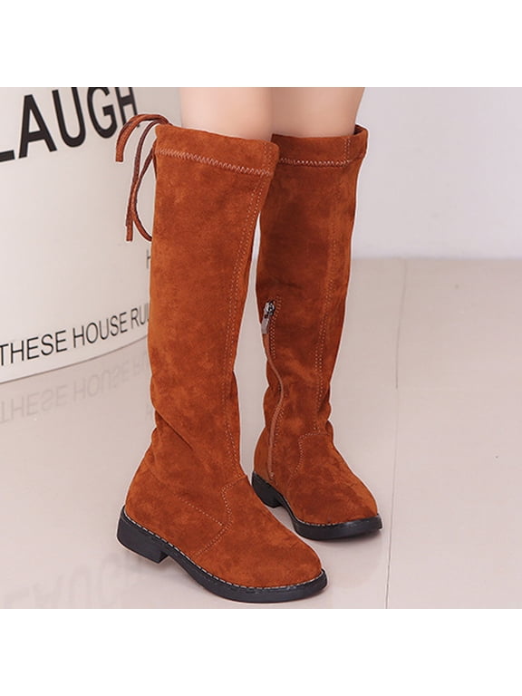 Kid's Girls Leather Lace-Up Zipper Mid Calf Combat Riding Winter Boots & New Fall/Winter Big Kids High Top Doc Martens Girls Princess Over-The-Knee Cotton Boots (Toddler/Little Kid/Big Kid)