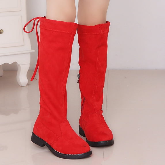 Nmnitkp Kid's Girls Leather Lace-Up Zipper Mid Calf Combat Riding Winter Boots & New Fall/Winter Big Kids High Top Doc Martens Girls Princess Over-The-Knee Cotton Boots (Toddler/Little Kid/Big Kid)