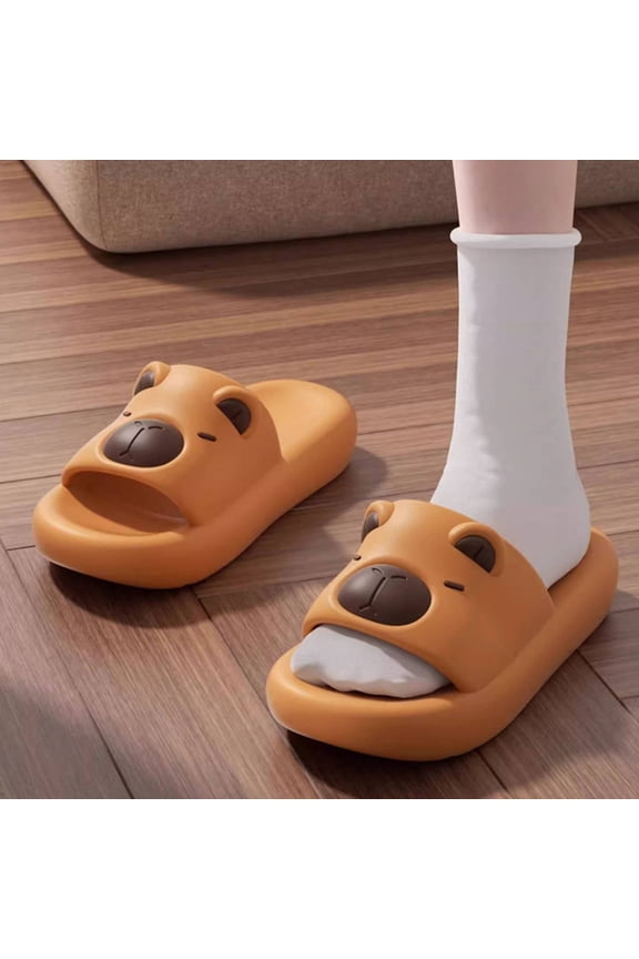 Kids' Cute 3D Bear Cloud Slides Non-Slip Soft Sole EVA Slippers Breathable Bathroom Beach Sandals For Boys Girls Big Kids Spring Summer 2026 Orange 30