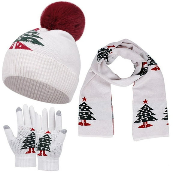 Nmnitkp Kids Winter Hat Scarf Set for Girls Boys, Kids Toddler Knit Antlers Hat Scarf Set for Winter, Year 2-8 Years White #01