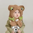 thumbnail image 1 of Nmnitkp Knit Hats Winter Fleece Lining Skiing Winter Caps for Boys and Girls Cute Animal Character with Warm Ear Flap 6 months -2 Years Khaki, 1 of 6