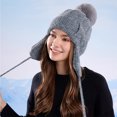 thumbnail image 1 of Nmnitkp Knit Sherpa Wool Unisex Hat with Micro Fleece Lining with Pattern - Ear Flaps - Toque - Beanie Gray, 1 of 9
