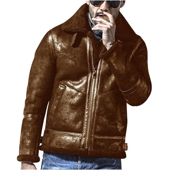 Nmnitkp Leather Jacket Men - Cafe Racer Style Real Lambskin Leather Motorcycle Jackets & Jackets for Men Warm and Wear-Resistant Jacket Plus Size with Zipper Pockets