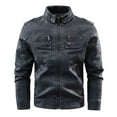 thumbnail image 1 of Nmnitkp Leather Jacket Men High Quality Fabric Fleece Men's Faux Leather Jacket Windproof Motorcycle Bomber Jacket Slim Fit Winter Coat with Zipper Pockets(Plus Size), 1 of 4