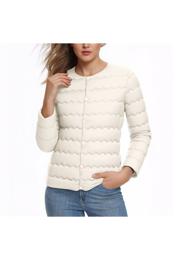 Lightweight Puffer Jacket Packable Button Casual Wind-Resistant Quilted Padded Pockets Winter Insulated Thermal Puffy Coat Beige,3XL